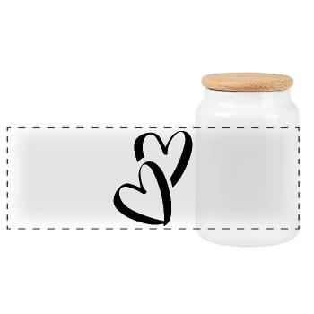 Coeur Petits coeurs Deux coeurs amoureux Pocket - Boîte à biscuits avec couvercle en bois - blanc - Devant
