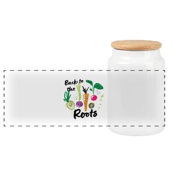 Back to the Roots Variation of Vegetables Vegetarian - Panoramic Cookie Jar with Wooden Lid - white - Front