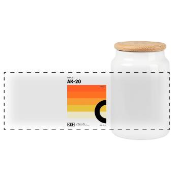 80s Design Cassette Étiquette Motif Dégradé - Boîte à biscuits avec couvercle en bois - blanc - Devant