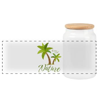 Be one with nature - Palms - Panoramic Cookie Jar with Wooden Lid - white - Front