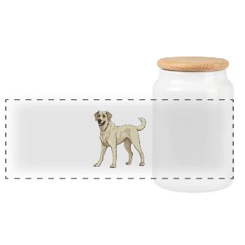 Kangal Dog - Panoramic Cookie Jar with Wooden Lid - white - Front