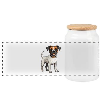 Bouledogue français Chien - Boîte à biscuits avec couvercle en bois - blanc - Devant