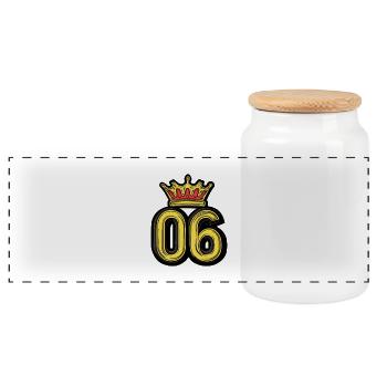 6 Number Crown - Panoramic Cookie Jar with Wooden Lid - white - Front
