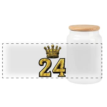 24 Number Crown - Panoramic Cookie Jar with Wooden Lid - white - Front