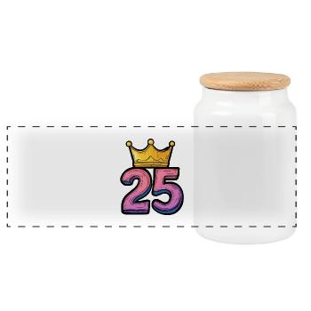 Couronne à 25 chiffres - Boîte à biscuits avec couvercle en bois - blanc - Devant