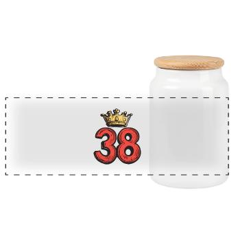 38 Number Krone - Panoramic Cookie Jar with Wooden Lid - white - Front