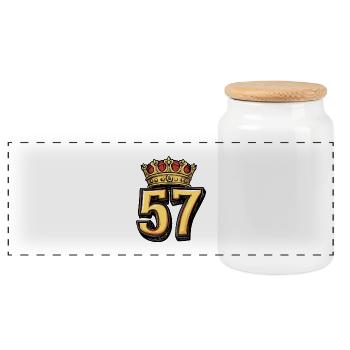 Couronne à 57 chiffres - Boîte à biscuits avec couvercle en bois - blanc - Devant