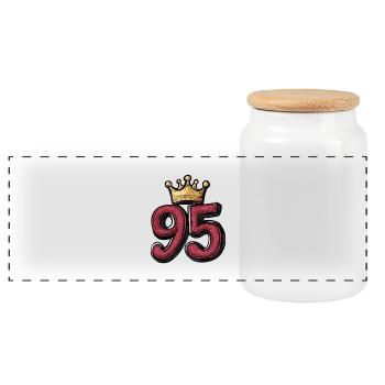 95 Number Crown - Panoramic Cookie Jar with Wooden Lid - white - Front