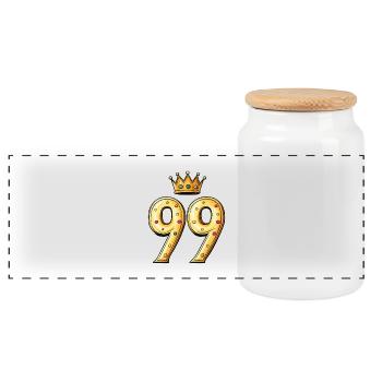 99 Number Crown - Panoramic Cookie Jar with Wooden Lid - white - Front