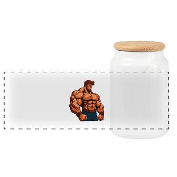 Gymnase de musculation - Boîte à biscuits avec couvercle en bois - blanc - Devant