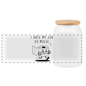 I Hate My Job So Much - Panoramic Cookie Jar with Wooden Lid - white - Front