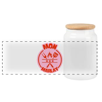 Cooking grill design for mom Marlay - Panoramic Cookie Jar with Wooden Lid - white - Front