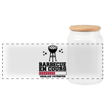 barbecue en cours - Boîte à biscuits avec couvercle en bois - blanc - Devant