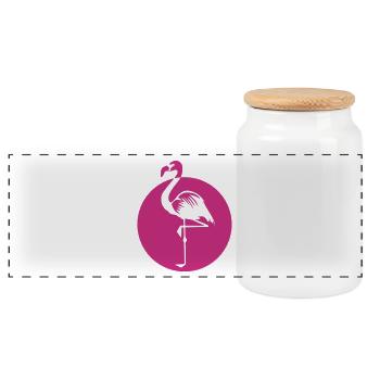 Flamingo pink summer pink bird waterfowl district - Panoramic Cookie Jar with Wooden Lid - white - Front