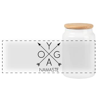 YOGA Namaste noir - Boîte à biscuits avec couvercle en bois - blanc - Devant