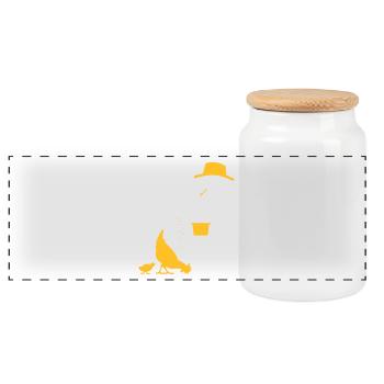 Farmer Feeding The Chickens - Panoramic Cookie Jar with Wooden Lid - white - Front
