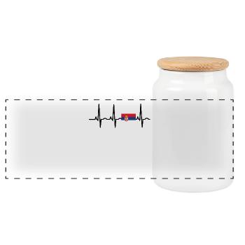 EKG rythme cardiaque SERBIE .png - Boîte à biscuits avec couvercle en bois - blanc - Devant