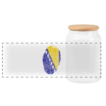 Fingerprint i love Bosnia Bosnia - Panoramic Cookie Jar with Wooden Lid - white - Front