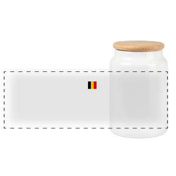 ECG heartbeat Belgium - Panoramic Cookie Jar with Wooden Lid - white - Front