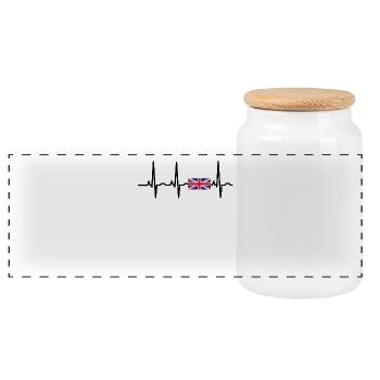 EKG heartbeat England - Panorama Keksdose mit Holzdeckel - Weiß - Vorne