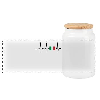 EKG heartbeat Italien - Panorama Keksdose mit Holzdeckel - Weiß - Vorne