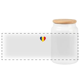 I LOVE ekg heartbeat RUMAeNIEN Romania Roma nia - Panorama Keksdose mit Holzdeckel - Weiß - Vorne
