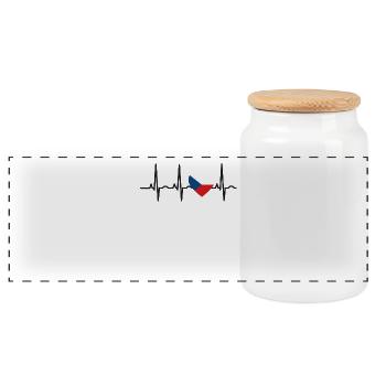 I LOVE ekg heartbeat CZECH REPUBLIC - Panoramic Cookie Jar with Wooden Lid - white - Front