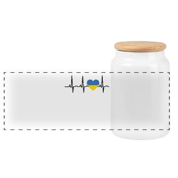 I LOVE ekg heartbeat UKRAINE - Panoramic Cookie Jar with Wooden Lid - white - Front