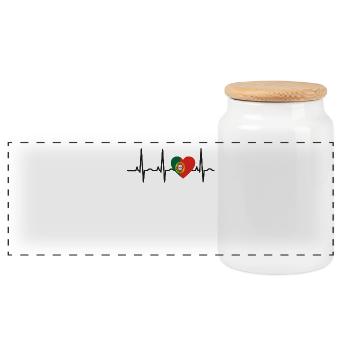 I LOVE ekg heartbeat PORTUGAL portugese - Boîte à biscuits avec couvercle en bois - blanc - Devant