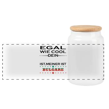 Egal wie cool vater geschenk Bulgarien - Panorama Keksdose mit Holzdeckel - Weiß - Vorne