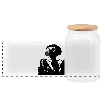 gas mask - Panoramic Cookie Jar with Wooden Lid - white - Front