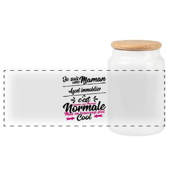 Maman Agent immobilier cadeau - Boîte à biscuits avec couvercle en bois - blanc - Devant