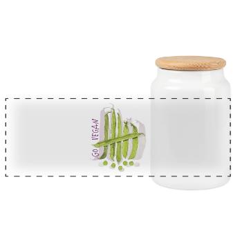pois GoVegan - Boîte à biscuits avec couvercle en bois - blanc - Devant