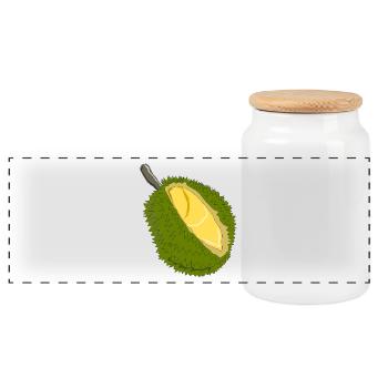 guanabana jackfruit jackfrucht veggie gemuese frui - Panorama Keksdose mit Holzdeckel - Weiß - Vorne