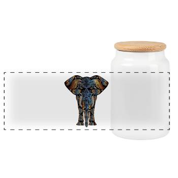 Elefant abstrakt Kunst Design spezial Geschenk - Panorama Keksdose mit Holzdeckel - Weiß - Vorne