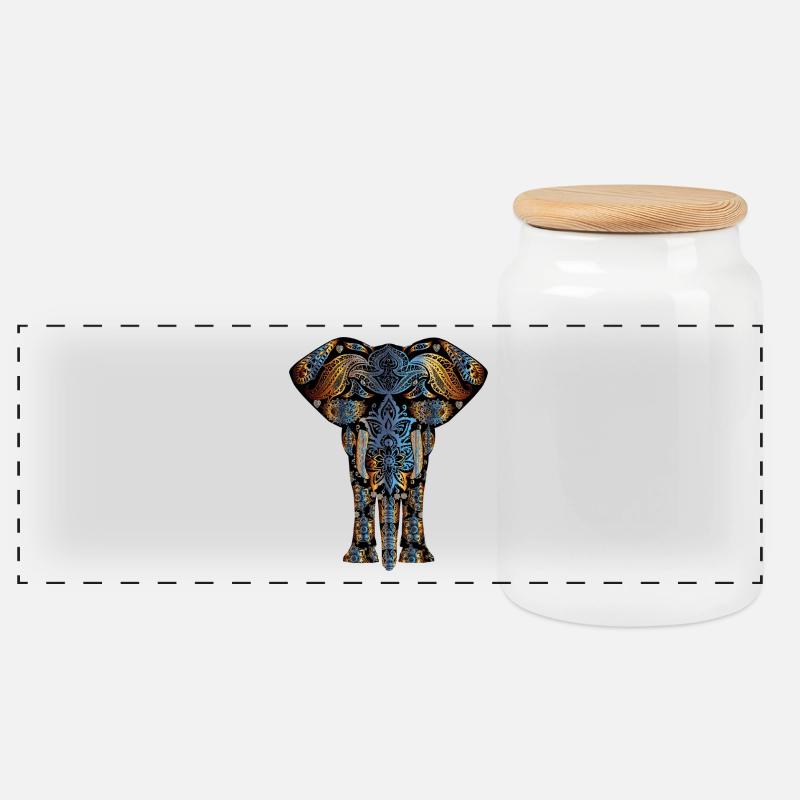 Elefant abstrakt Kunst Design spezial Geschenk - Panorama Keksdose mit Holzdeckel - Weiß