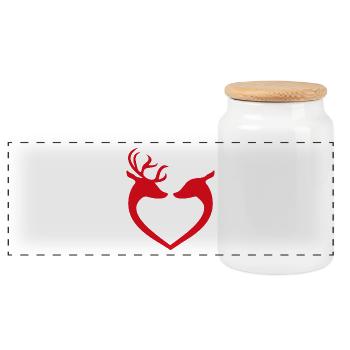 Amour de renne - Boîte à biscuits avec couvercle en bois - blanc - Devant