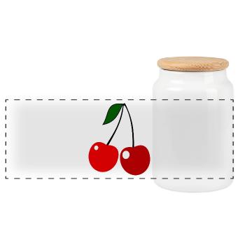 cherries kirschen veggie gemuese fruits21 - Panorama Keksdose mit Holzdeckel - Weiß - Vorne