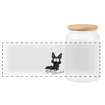 Ich bin Deutscher Schäferhund - schwarz - blancFR - Panorama Keksdose mit Holzdeckel - Weiß - Vorne