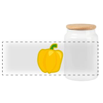paprika chilli chili pepper citrus veggie vegetable - Panoramic Cookie Jar with Wooden Lid - white - Front