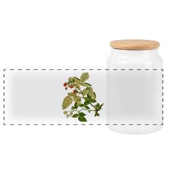 kraeuter rosmarin petersilie thymian dill oregano - Panorama Keksdose mit Holzdeckel - Weiß - Vorne
