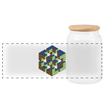 unmögliche Figur Escher Würfel Geometrie Phantasie - Panorama Keksdose mit Holzdeckel - Weiß - Vorne