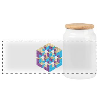 unmögliche Figur Escher Würfel Geometrie Phantasie - Panorama Keksdose mit Holzdeckel - Weiß - Vorne