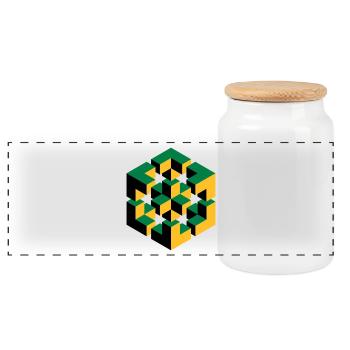 unmögliche Figur Escher Würfel Geometrie Phantasie - Panorama Keksdose mit Holzdeckel - Weiß - Vorne