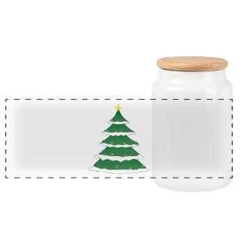 weihnachten winter rentier weihnachtsmann ugly chr - Panorama Keksdose mit Holzdeckel - Weiß - Vorne