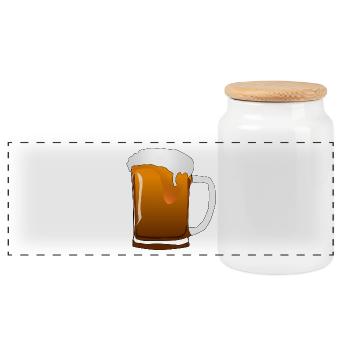 German Beer - Panoramic Cookie Jar with Wooden Lid - white - Front
