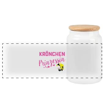Feuerwehr Shirt · Feuerwehrfrau · Feuer · Frau - Panorama Keksdose mit Holzdeckel - Weiß - Vorne