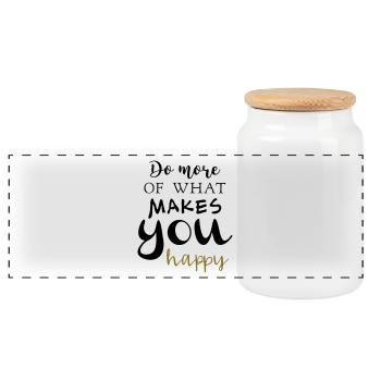 Faites plus de ce que vous rend heureux - Boîte à biscuits avec couvercle en bois - blanc - Devant