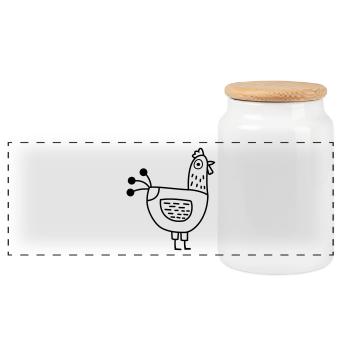 chicken - Panoramic Cookie Jar with Wooden Lid - white - Front