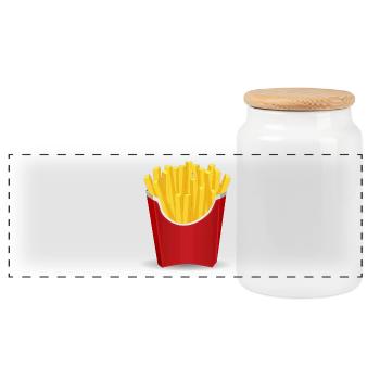French fries gift idea - Panoramic Cookie Jar with Wooden Lid - white - Front